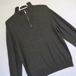 Calvin Klein Sweater Men XL Green Funnel Neck Knit Popover Preppy Cabincore Work